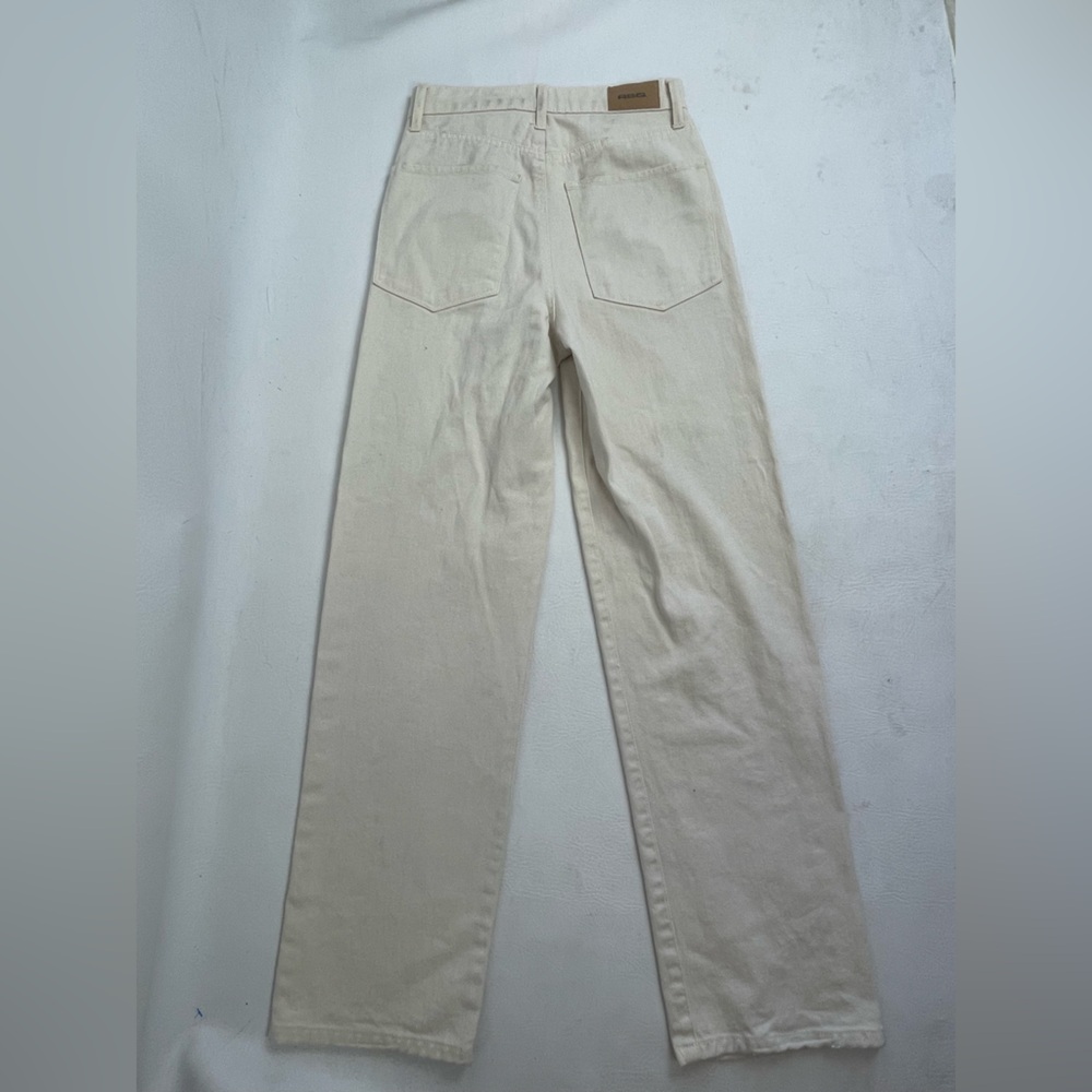 RSQ High Rise Relaxed Straight Leg Cream Jeans Size 25 - Picture 7 of 14
